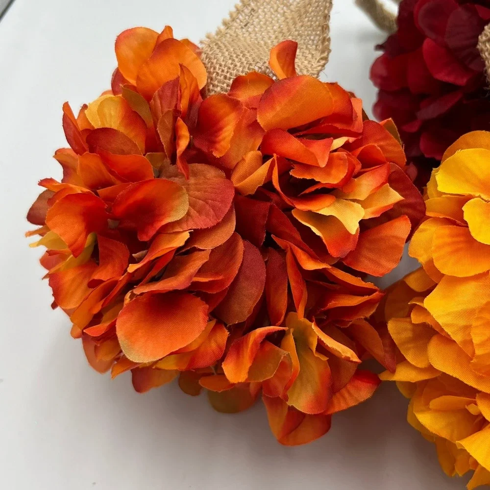 Marshalls Fall Floral Door Hanger Unisex OS Orange New Burlap Hydrangea Pom Pom